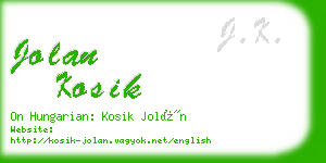 jolan kosik business card